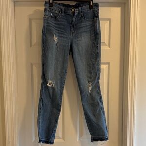 J. Crew Blue Distressed Stretch Straight Jeans
